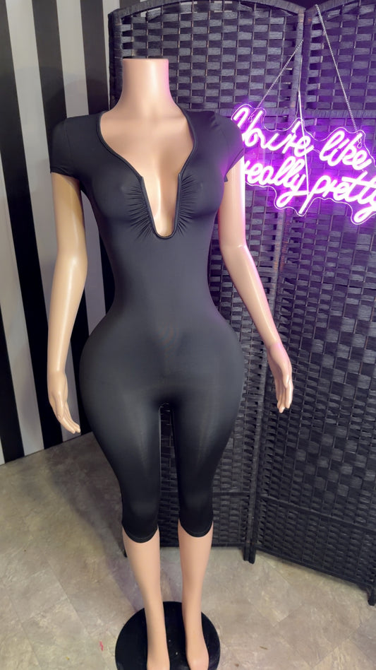 Black V Cute Jumpsuit