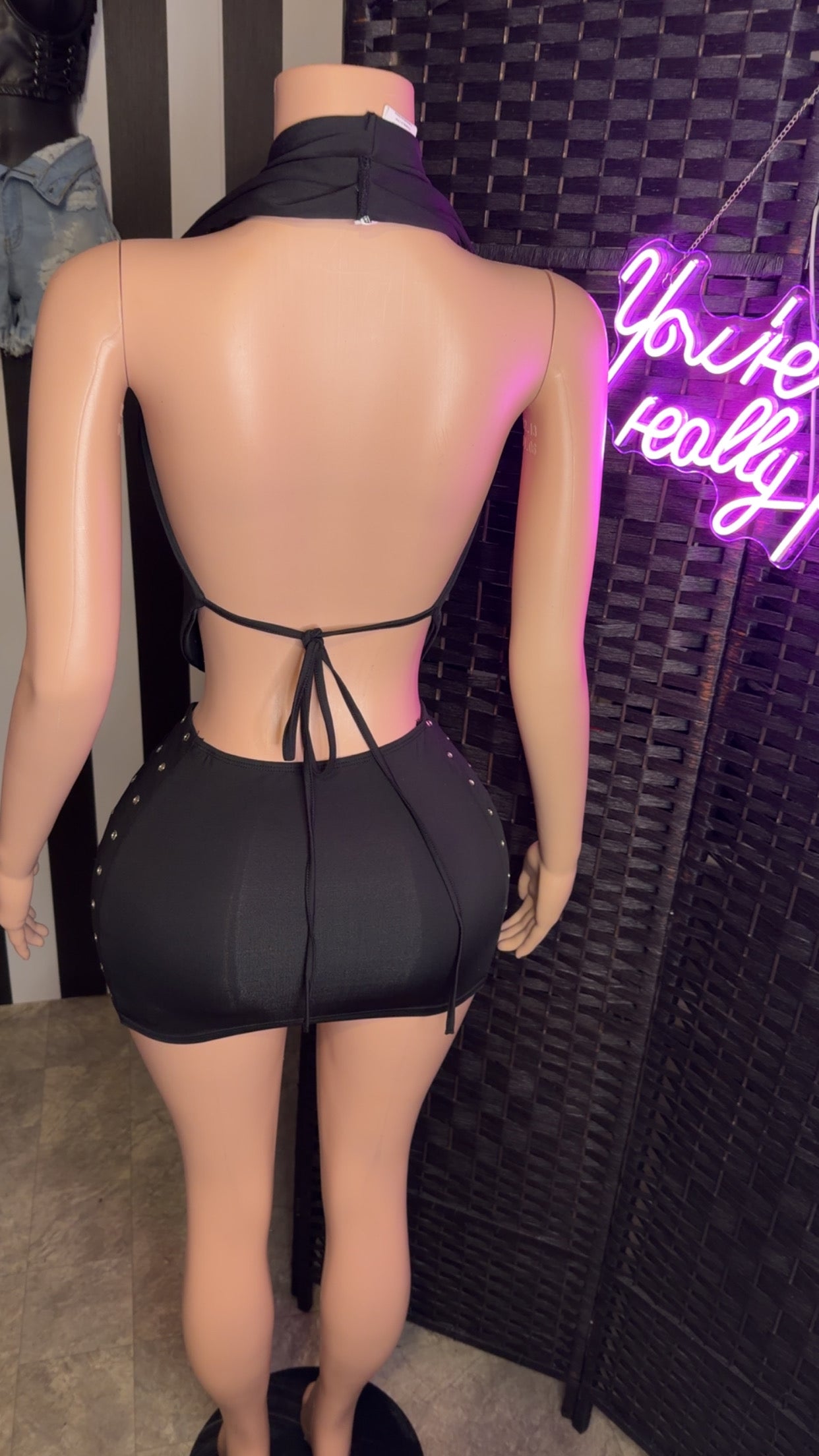 Black Draped 2pc Skirt Set