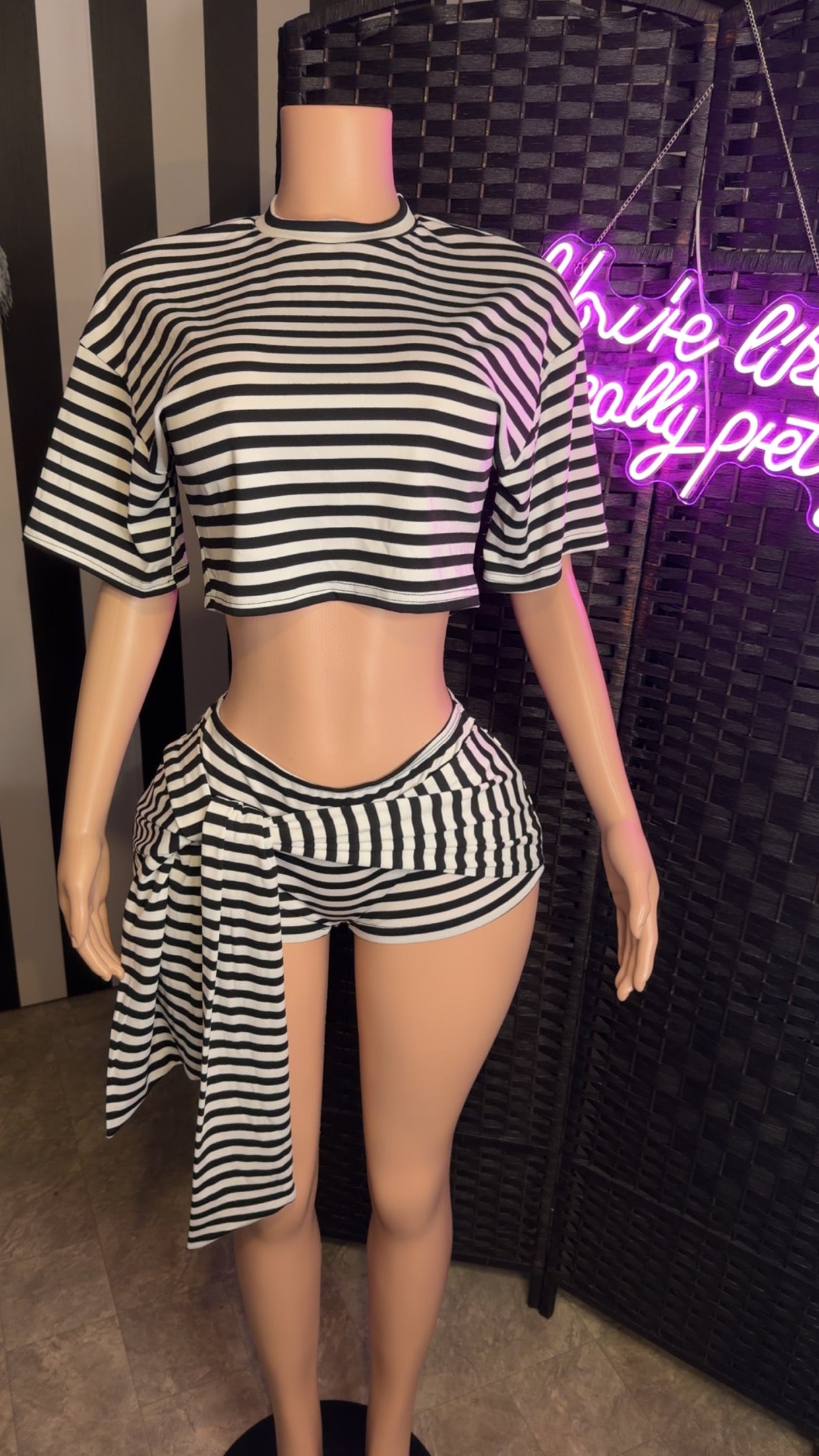 Stripe 2pc Short Set