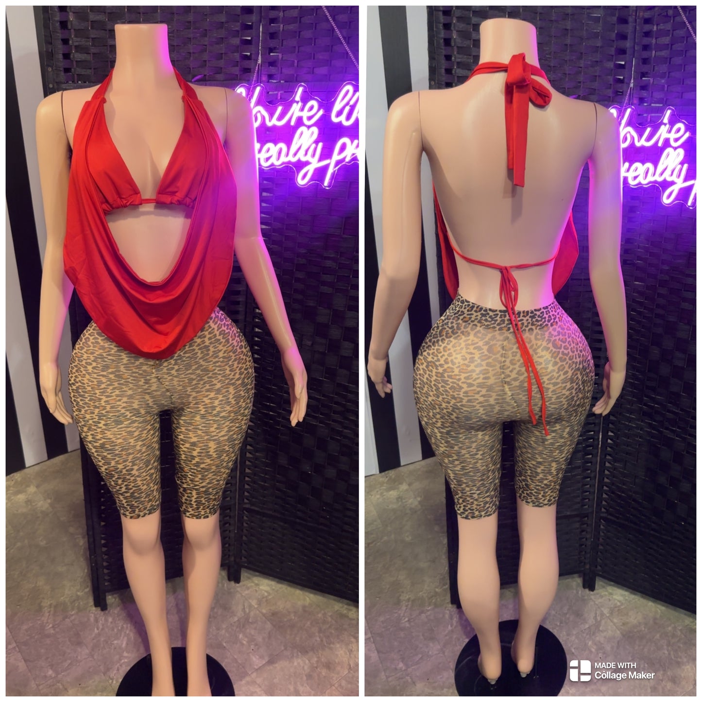 Red 2pc Leopard Set