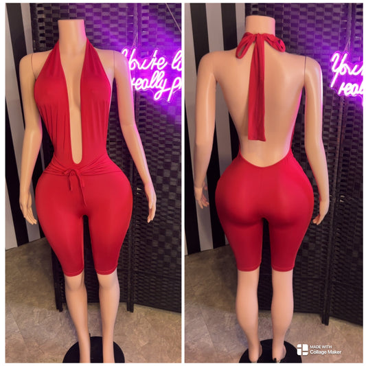 Red Capri Romper