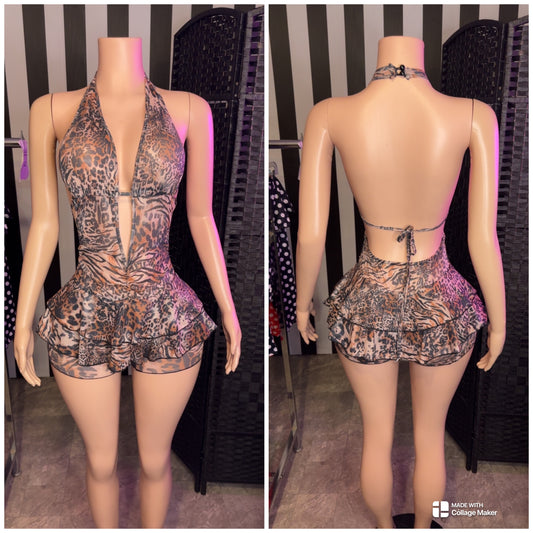 Leopard Lace Romper