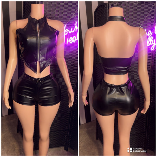 Black Leather 2pc Set