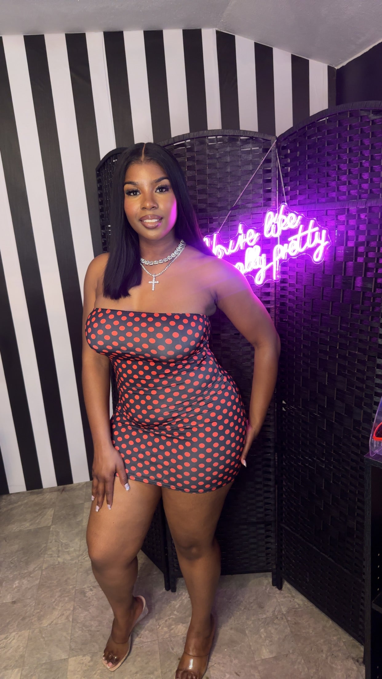 Red/ Blk PD Dress