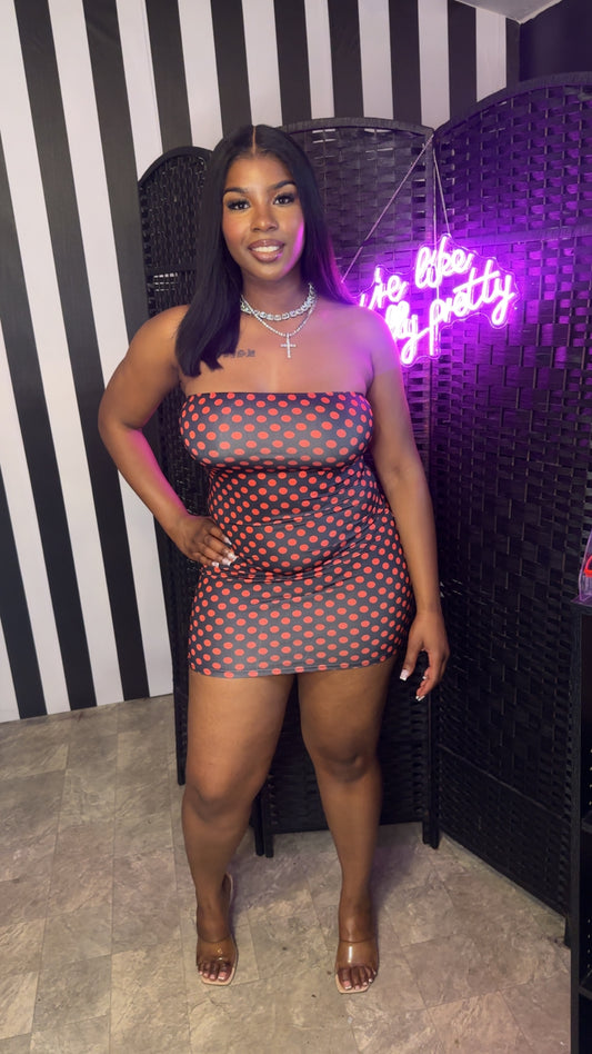 Red/ Blk PD Dress