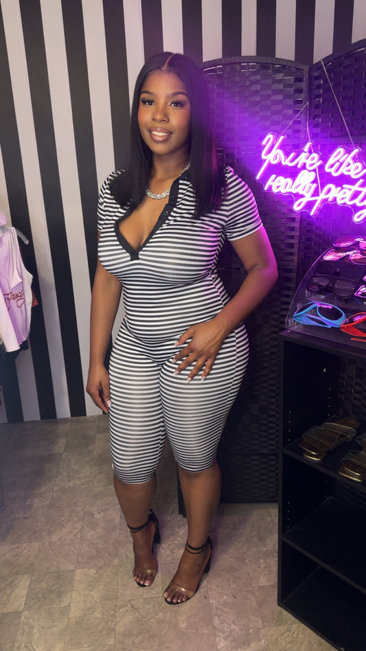 Black Stripe Jumpsuit