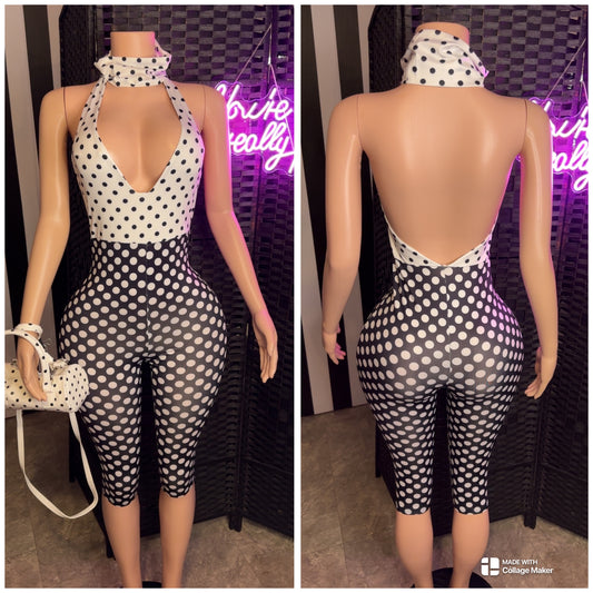 B&W PD Jumpsuit W/ Hedband
