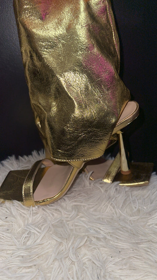 Gold Open Toe Heel