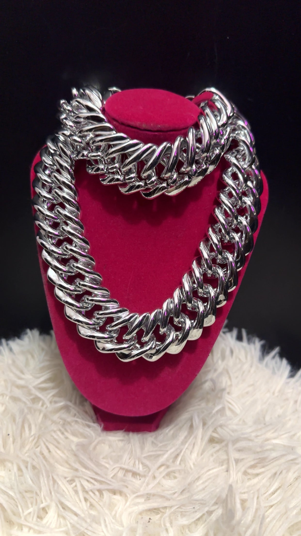 Silver Chunky Chain Set