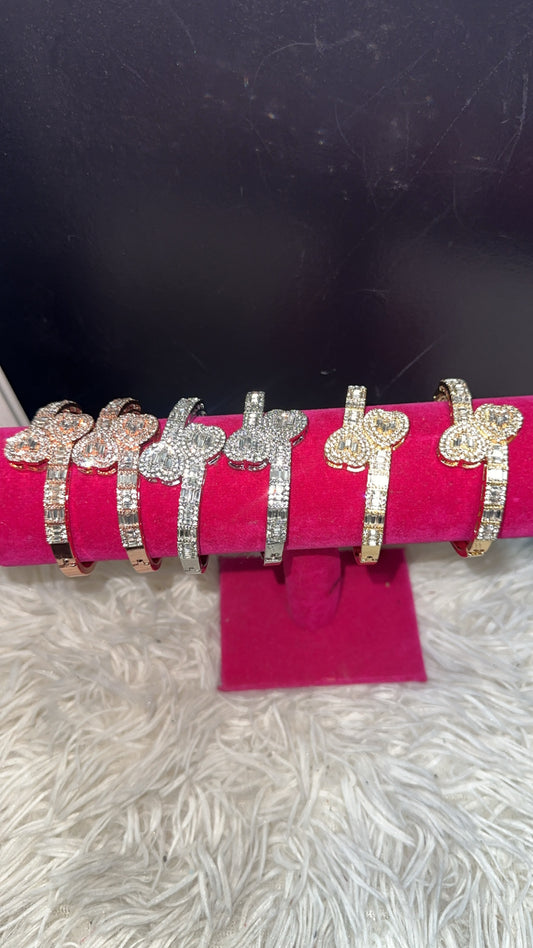 Rhinestone Heart Charm Bracelet