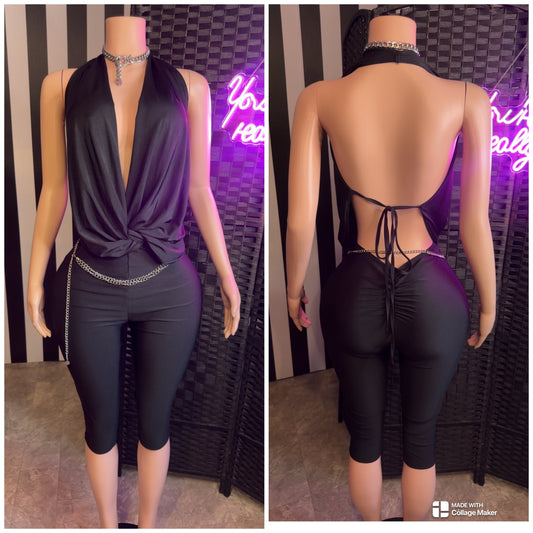 Black Draped Jumpsuit
